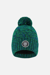 Lined Knit Pompom Hat Green And Blue