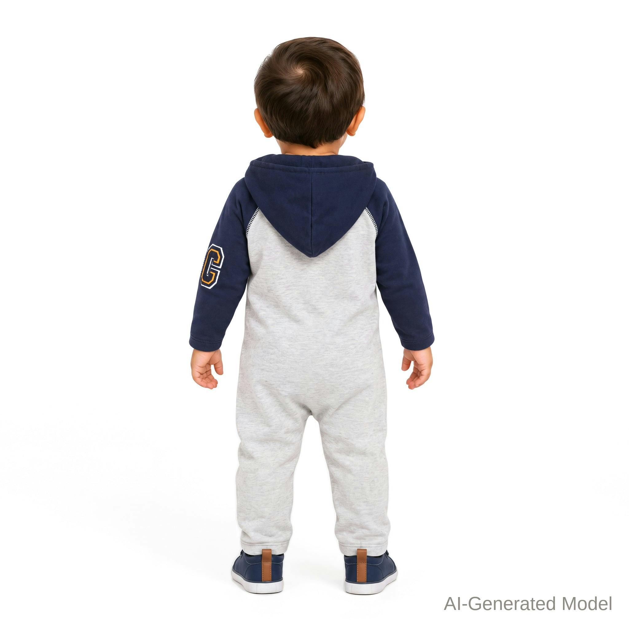 Infant (3-24M) Boys Hooded Romper | Sports All-Star - Navy