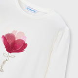 White Long-Sleeve Flower Tee