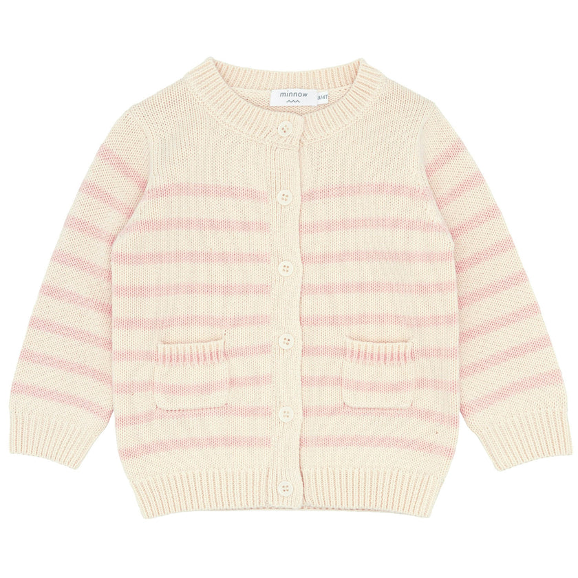 unisex cream and pink stripe cardigan