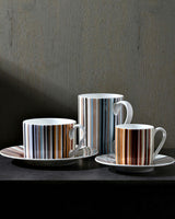 Coffee Cup & Saucer STRIPES Set of 2 in Luxury Box Jenkins 148 diam. 2.3", H 2.5", Cap. 4 oz, Saucer diam. 4.75"