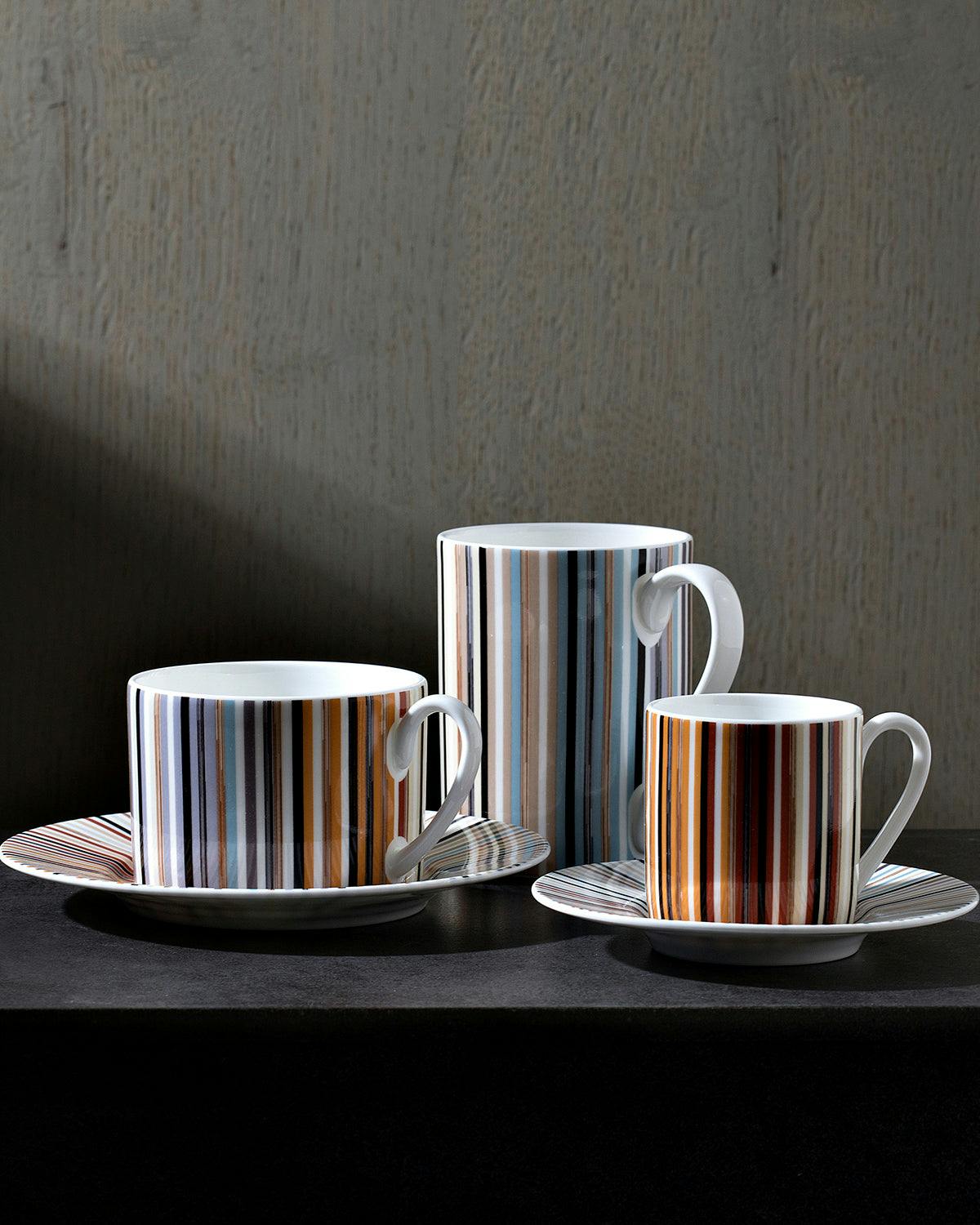 Coffee Cup & Saucer STRIPES Set of 2 in Luxury Box Jenkins 148 diam. 2.3