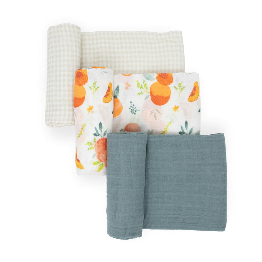 Cotton Muslin Swaddle Blanket 3 Pack - Georgia Peach 2