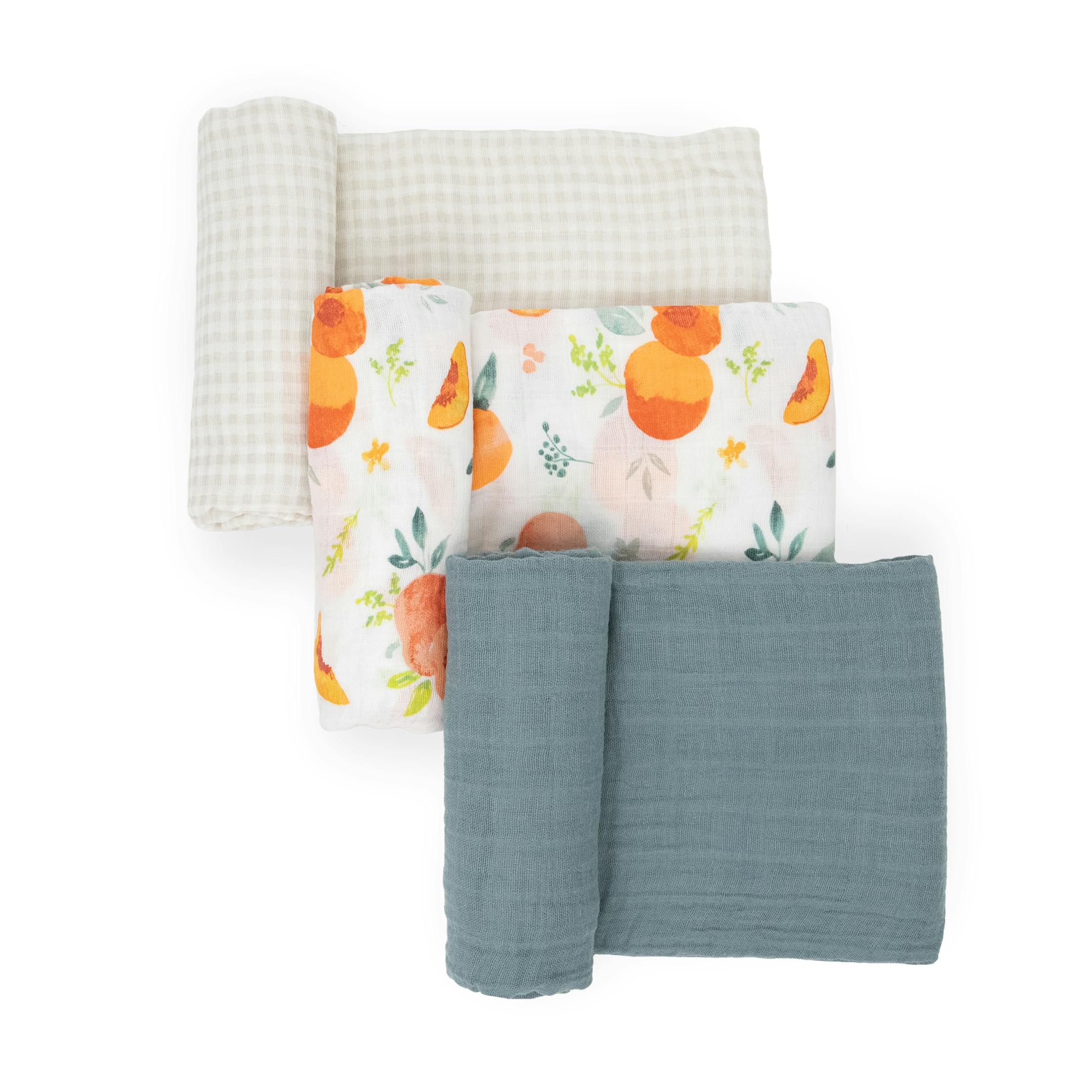 Cotton Muslin Swaddle Blanket 3 Pack - Georgia Peach 2