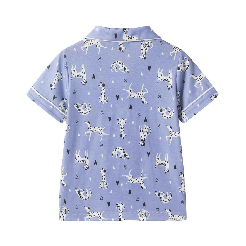 Girls Purple Dalmatian & Heart Print Pajama Set | Dalmatian & Hearts