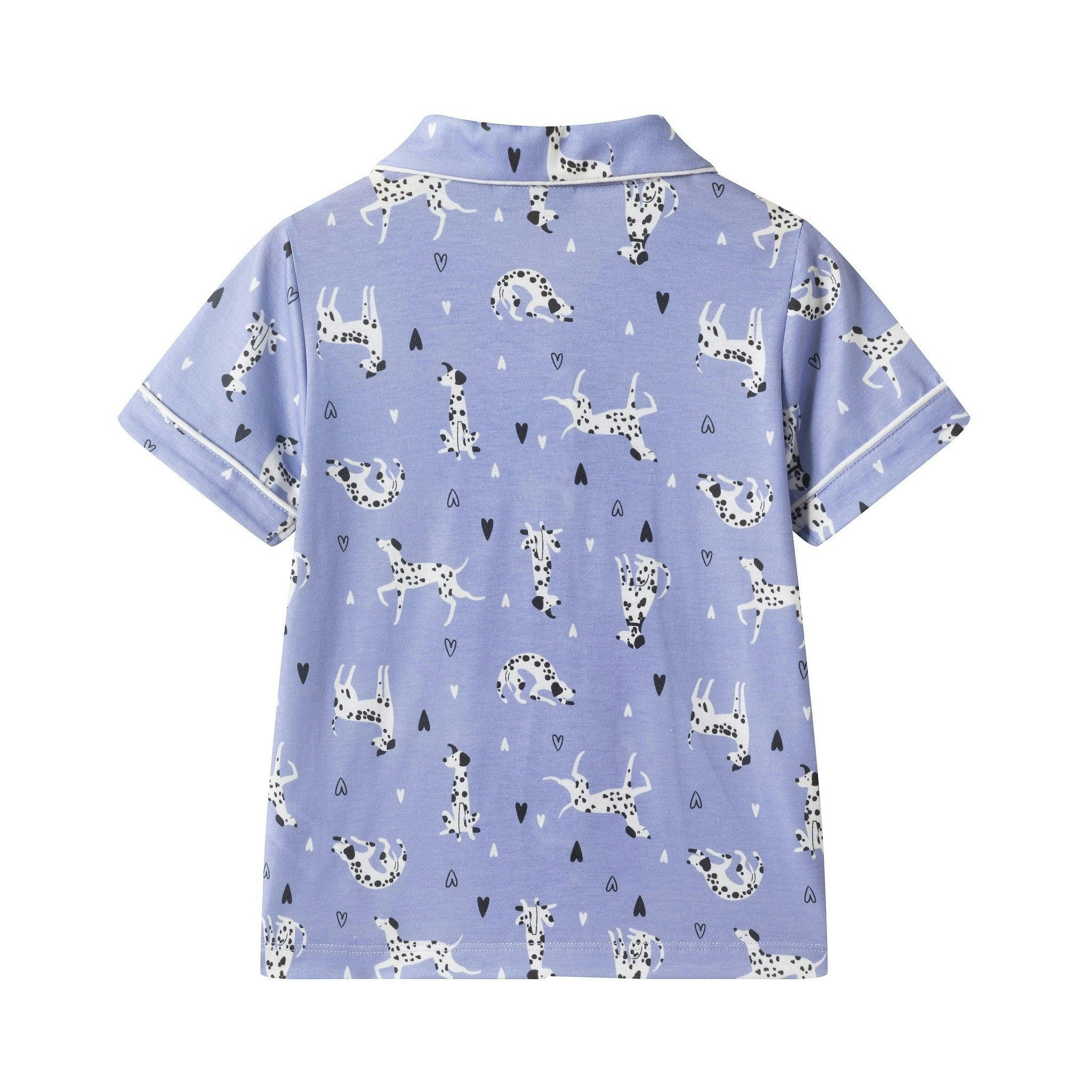 Girls Purple Dalmatian & Heart Print Pajama Set | Dalmatian & Hearts