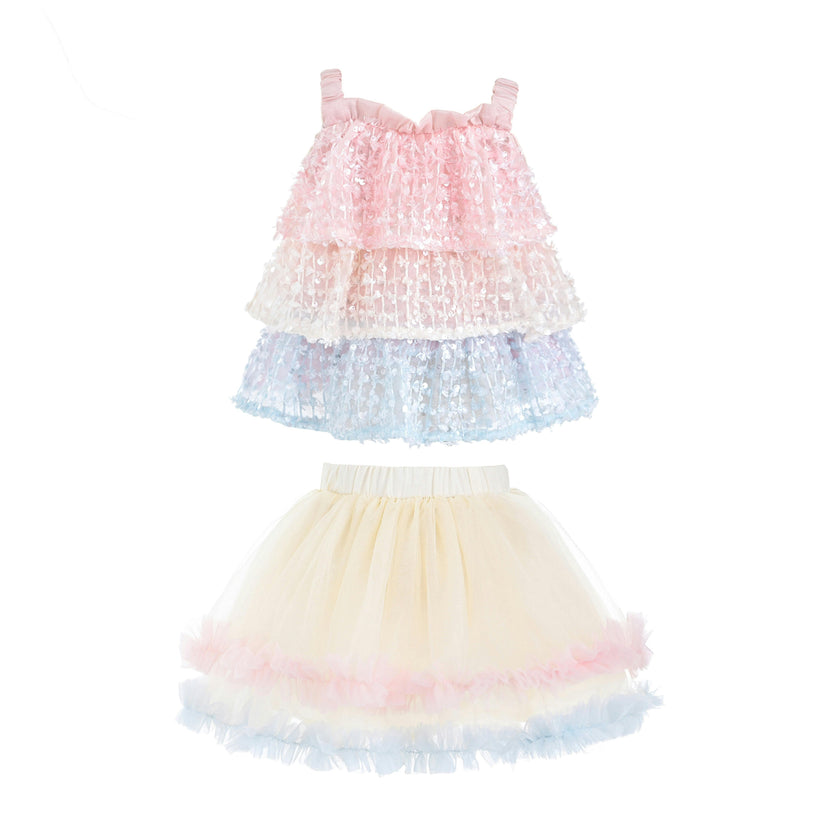Pink Pastel Elunara Ruffle Set with Hair Clip