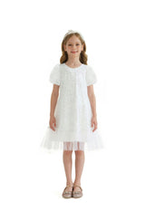 White Embroidered Tulle Milan Dress