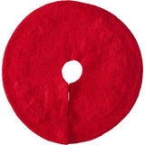 26" Mini Christmas Tree Skirt - Train on Red - in Hand Felted Wool
