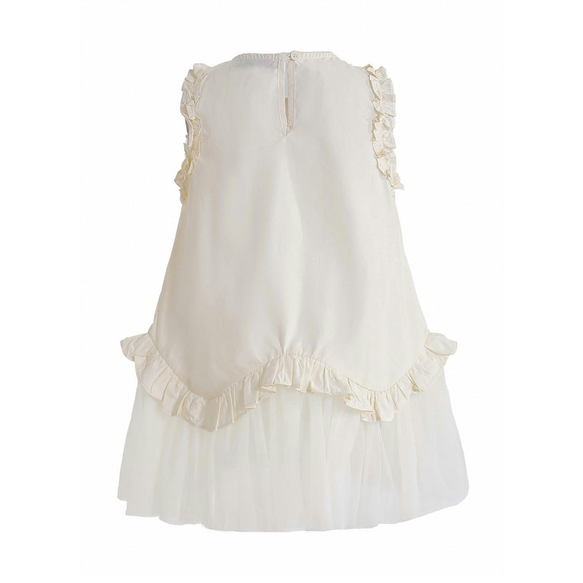 Cream Lumielle Ruffle Dress