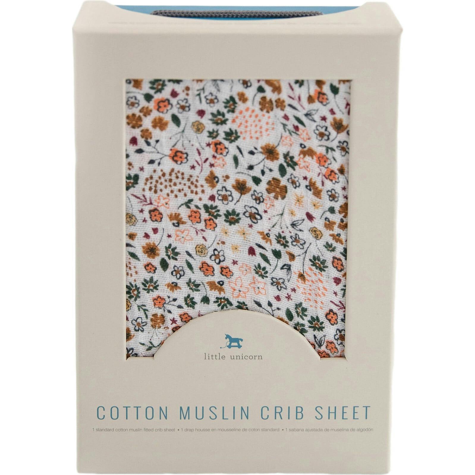 Cotton Muslin Crib Sheet - Pressed Petals