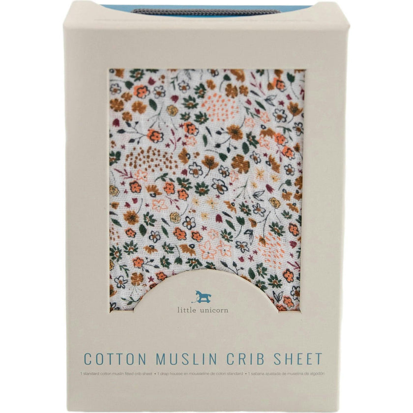Cotton Muslin Crib Sheet - Pressed Petals