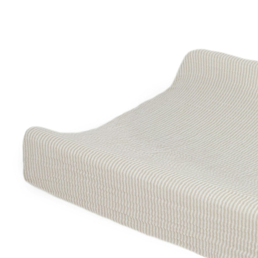 Organic Cotton Muslin Changing Pad Cover - Sand Stripe