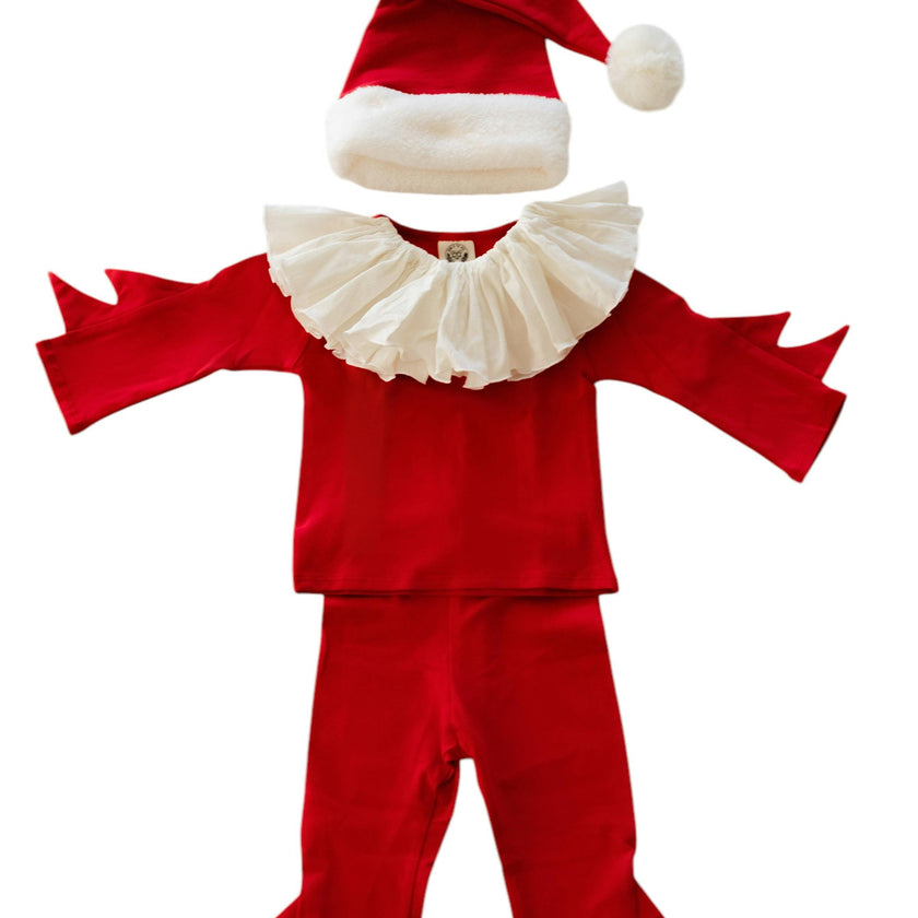 Red Holiday Elf Pajama Costume, Santa Costume