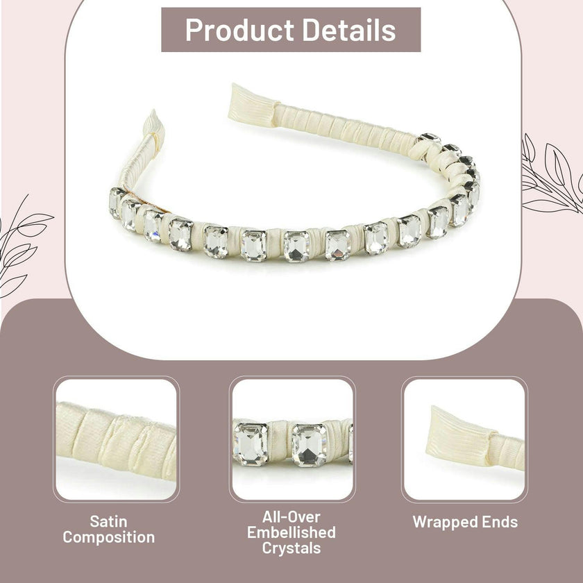 Halo Luxe Crystal Satin Headband - Ivory
