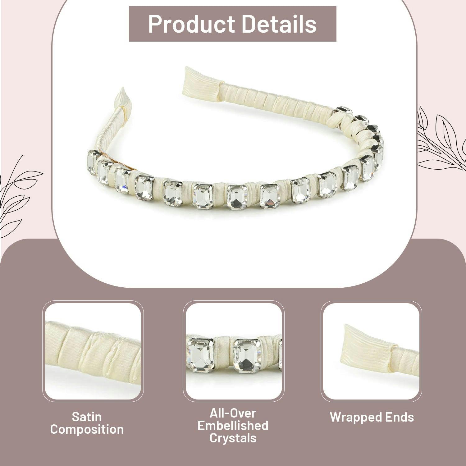 Halo Luxe Crystal Satin Headband - Ivory