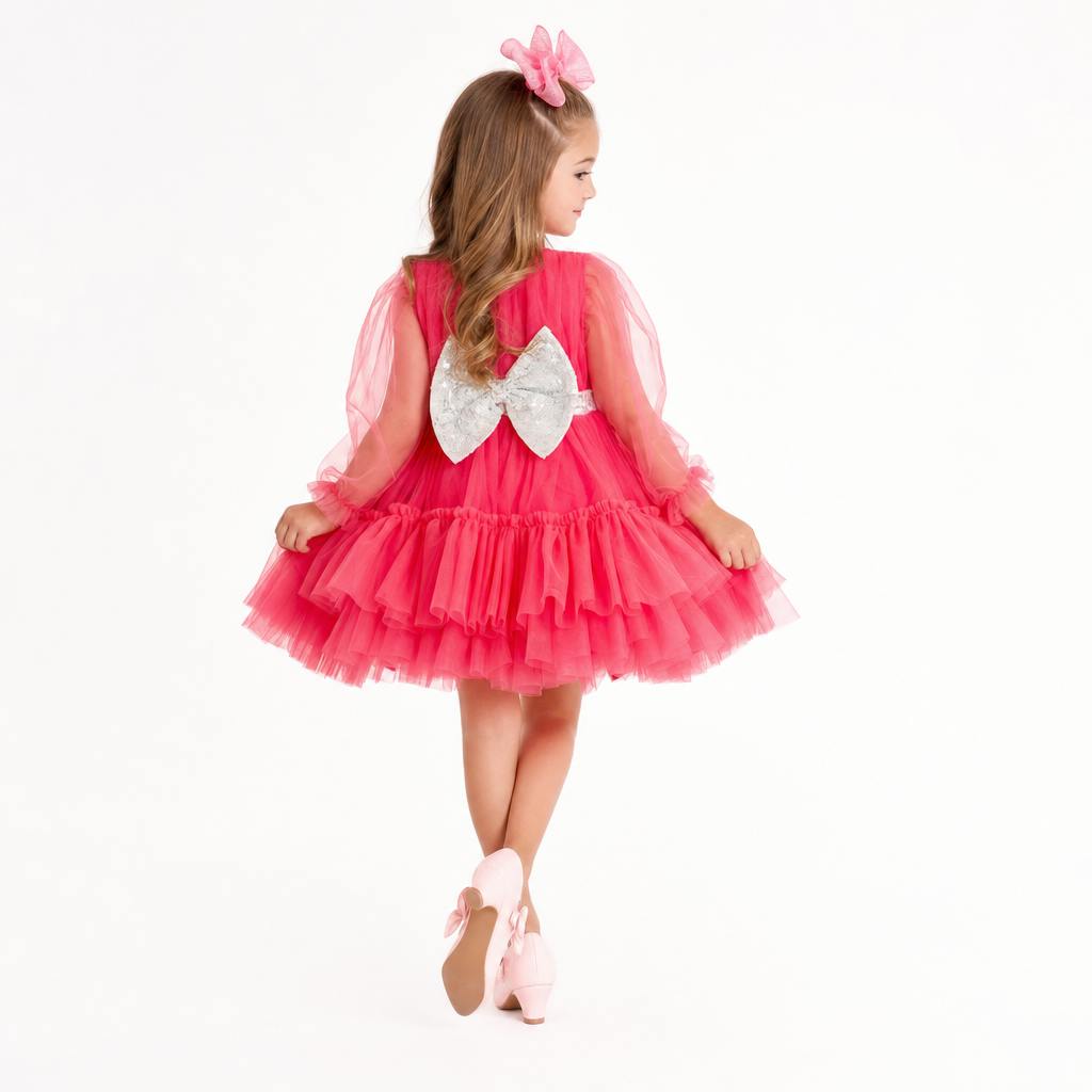 Parisian Rosé Pink Tulle Birthday Party Dress for Girls