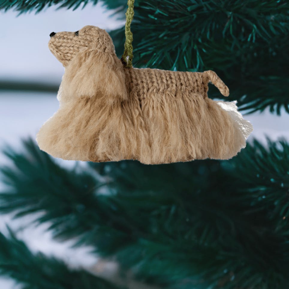 Cocker Spaniel Dog Hand Knit Christmas Ornament