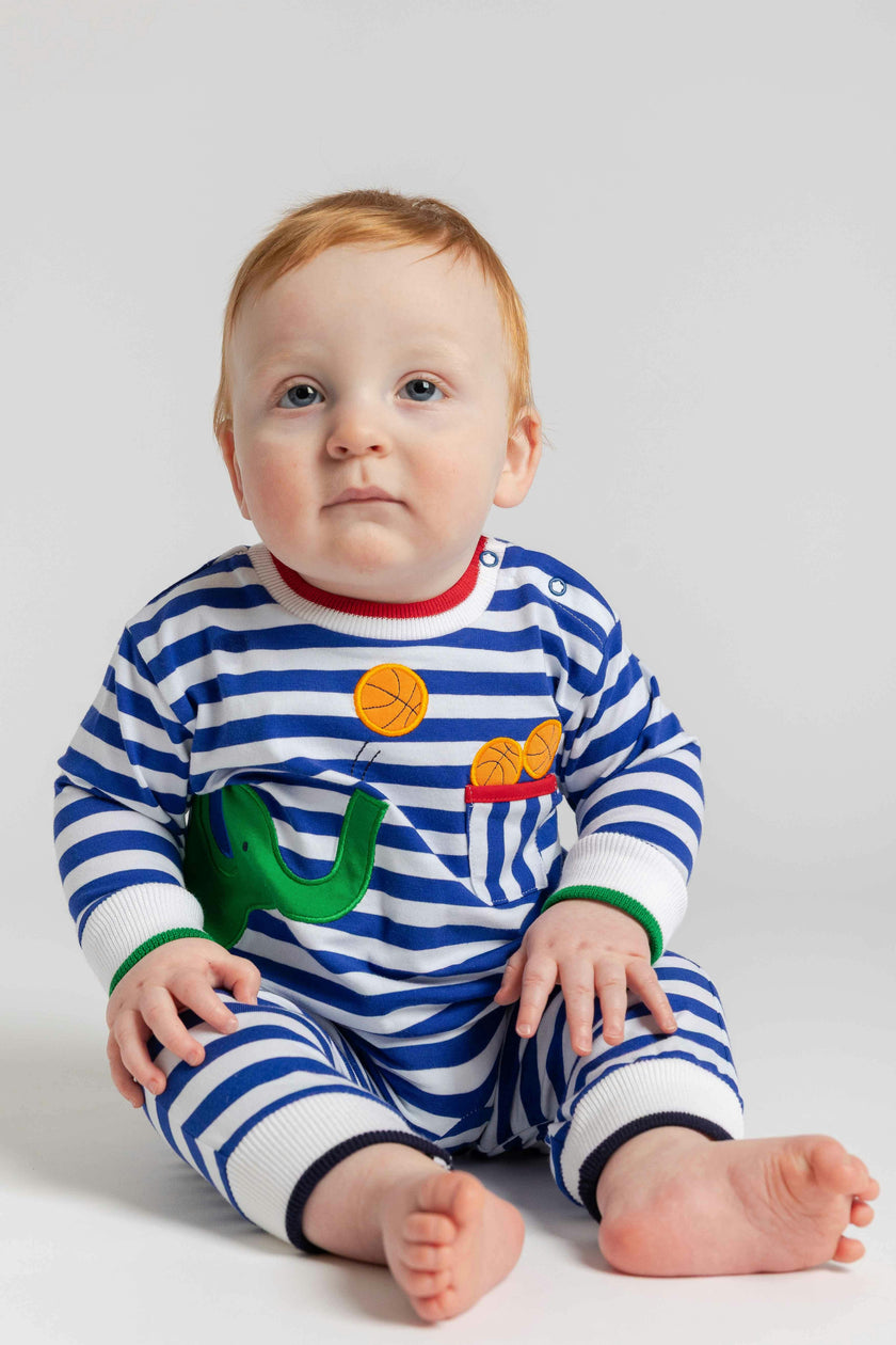 Stripe Knit Longall with Elephant & Basketballs