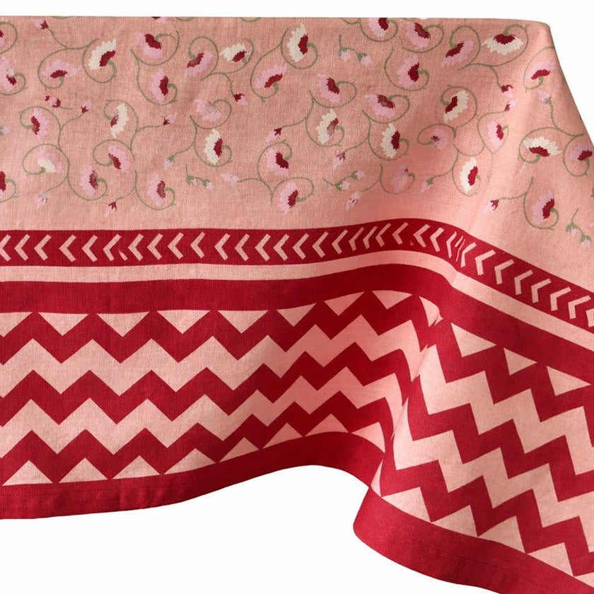 La Leccia Zig-Zag Tablecloth in Dark Pink