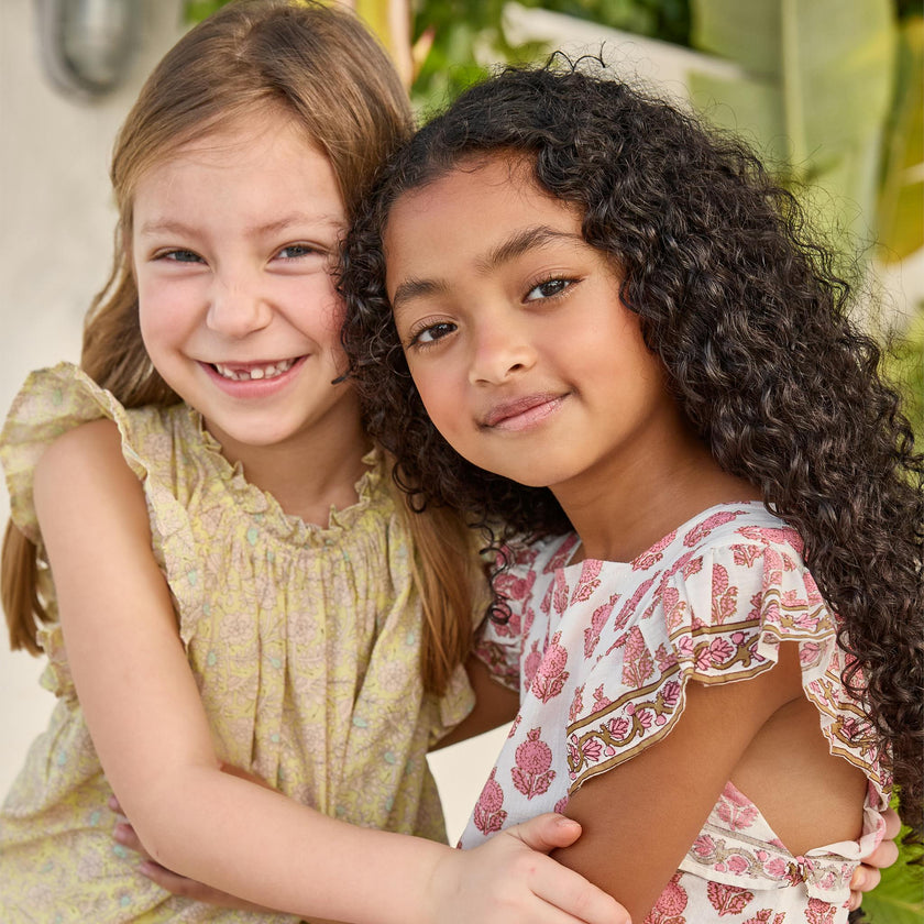 Girls Harper Dress - Citrus Garden Boarder