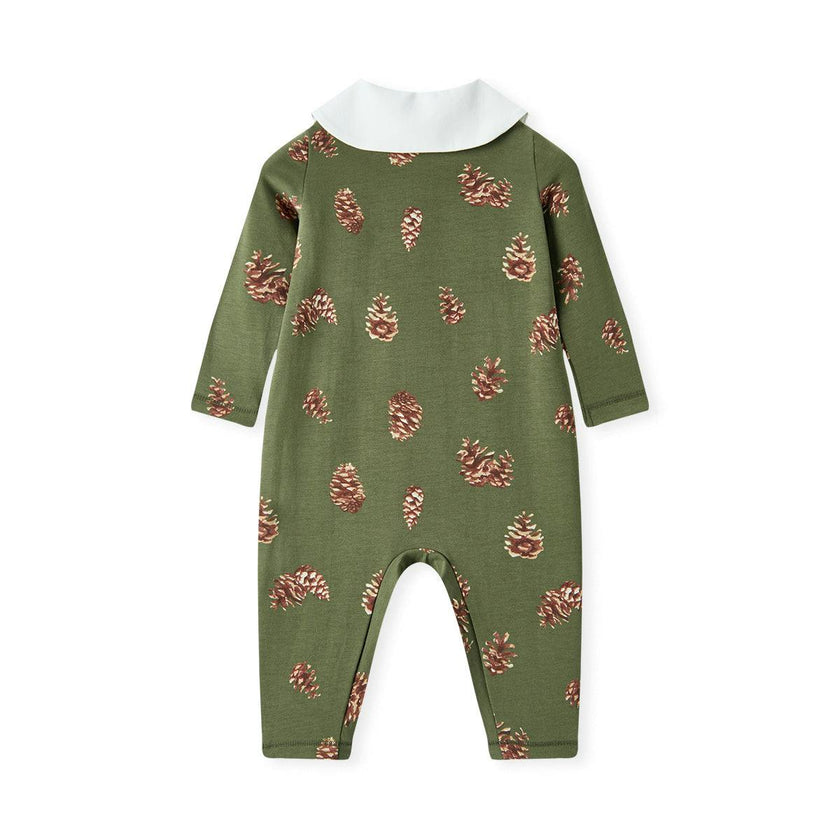 Pinecone Cotton Stretch Collar Long Sleeve Jumpsuit