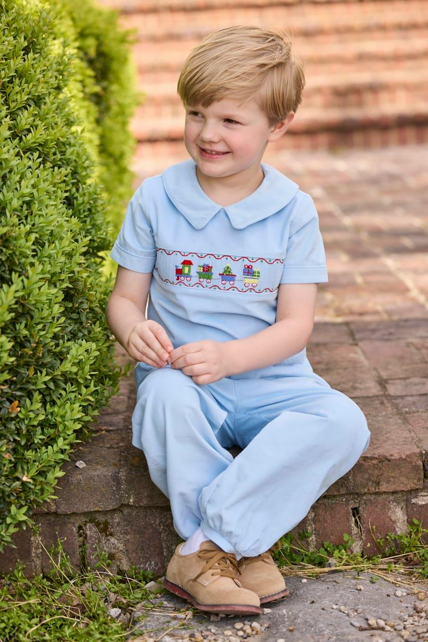 Smocked Pant Set - Holiday Train