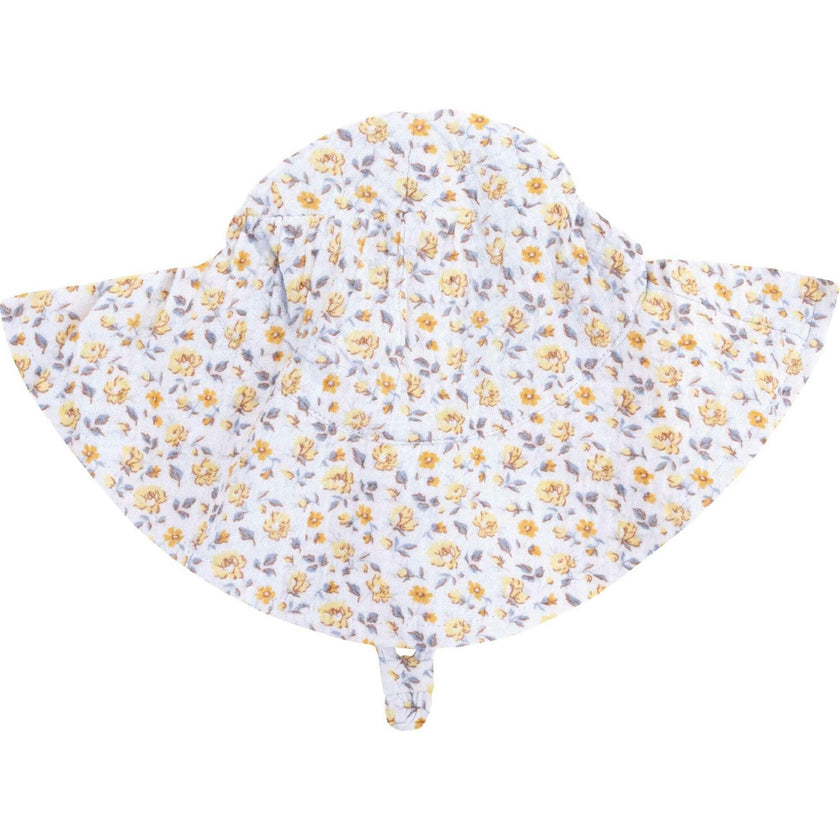 Yellow Country Roses - Wide Brim Sun Hat