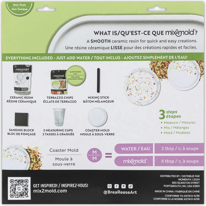Brea Reese Mix2Mold Terrazzo Ceramic Coaster Kit - DIY 6 Coasters