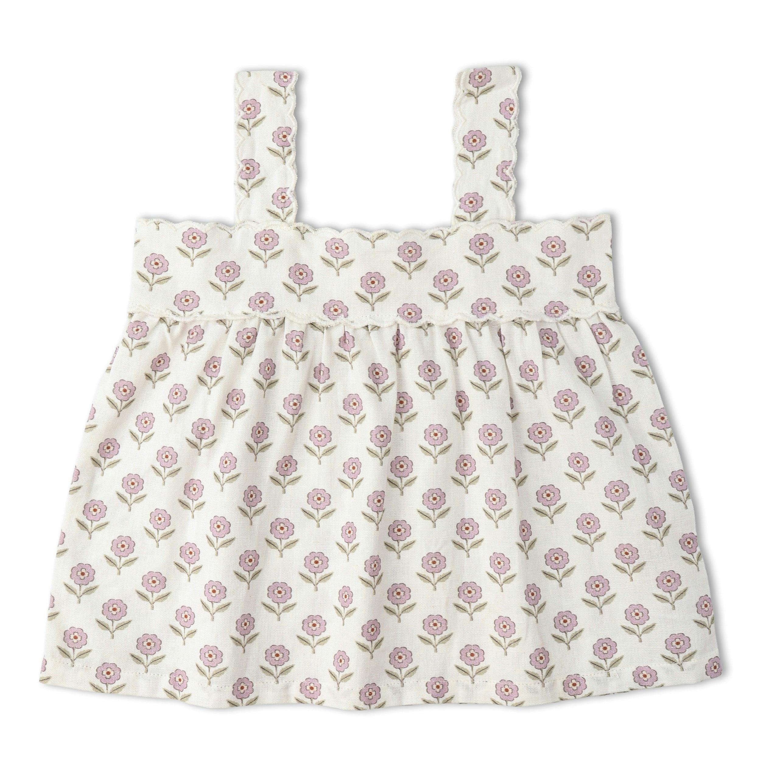 Organic Scalloped Top & Bloomers Set - Lavender
