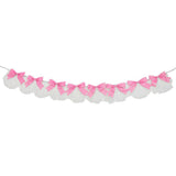 Packed Party Beautiful Bows Reusable Glitter Fringe Garland - 80-Inch Pink and White Fringe Banner with 3D Pink Glitter Bows for Birthdays and Showers