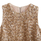 Crimson Ruffles & Golden Gleam Dress