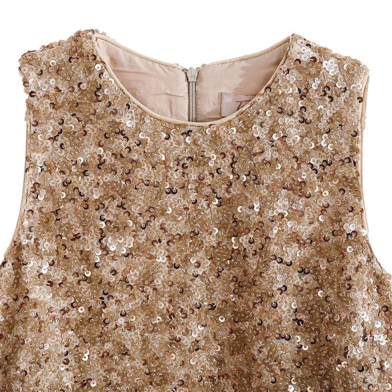 Crimson Ruffles & Golden Gleam Dress