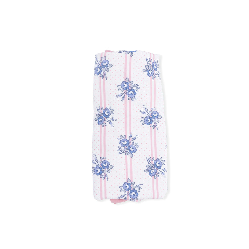 Stripe Dot Roses - Ruffle Burp Cloth