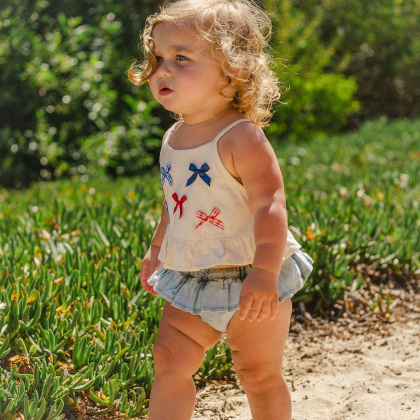 Ruffle Bloomer Set in Denim