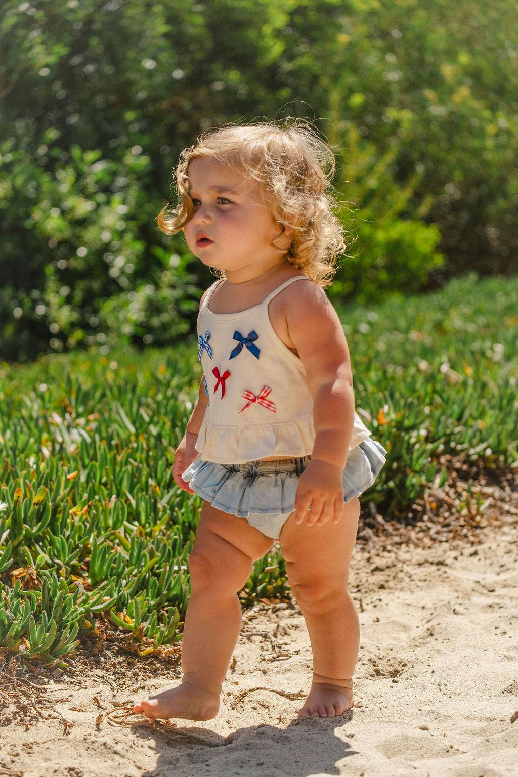 Ruffle Bloomer Set in Denim