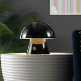 Porcini 7" Contemporary Bohemian Rechargeable/Cordless Iron Integrated LED Mushroom Table Lamp