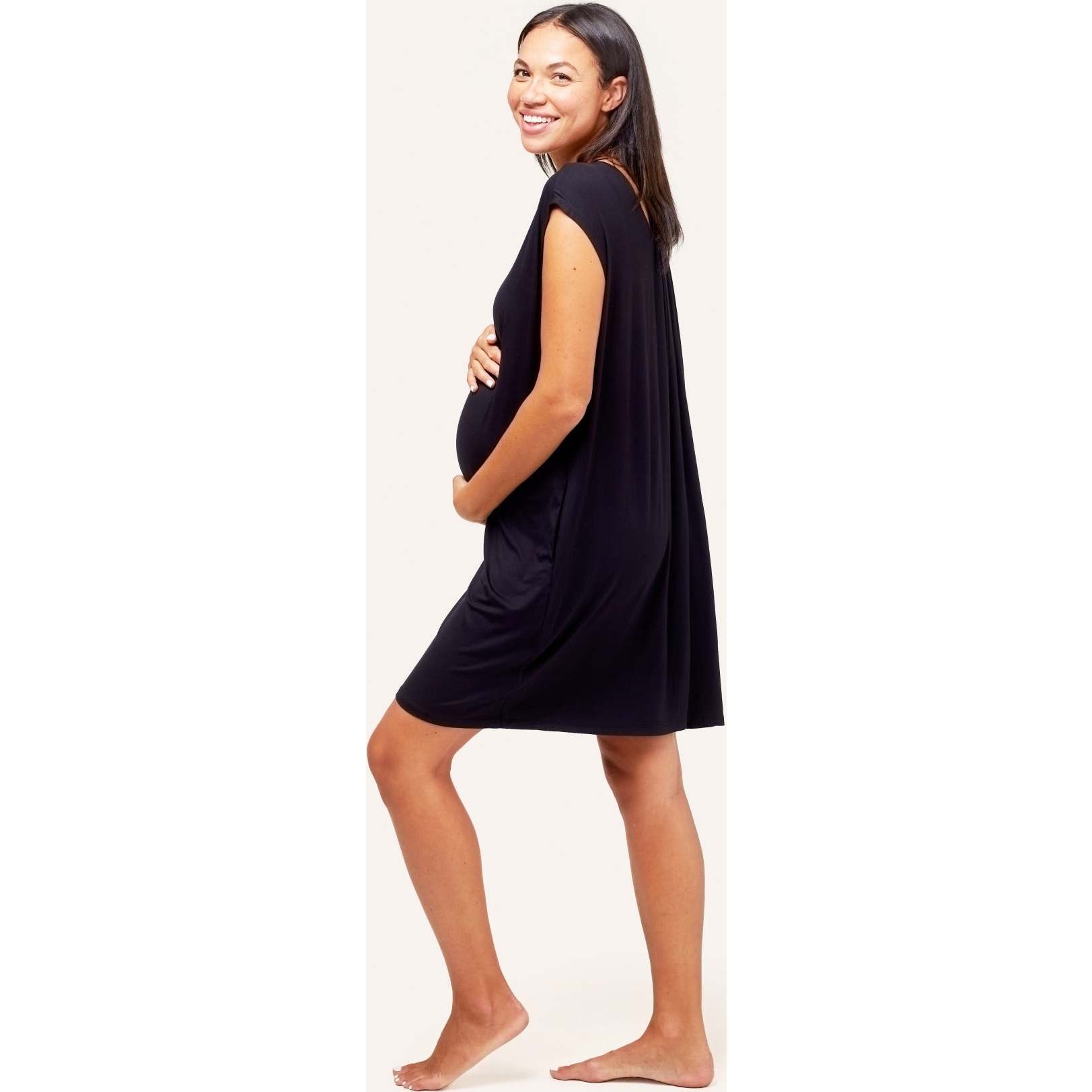 Women's Clementine Maternity & Nursing Nightie, Black