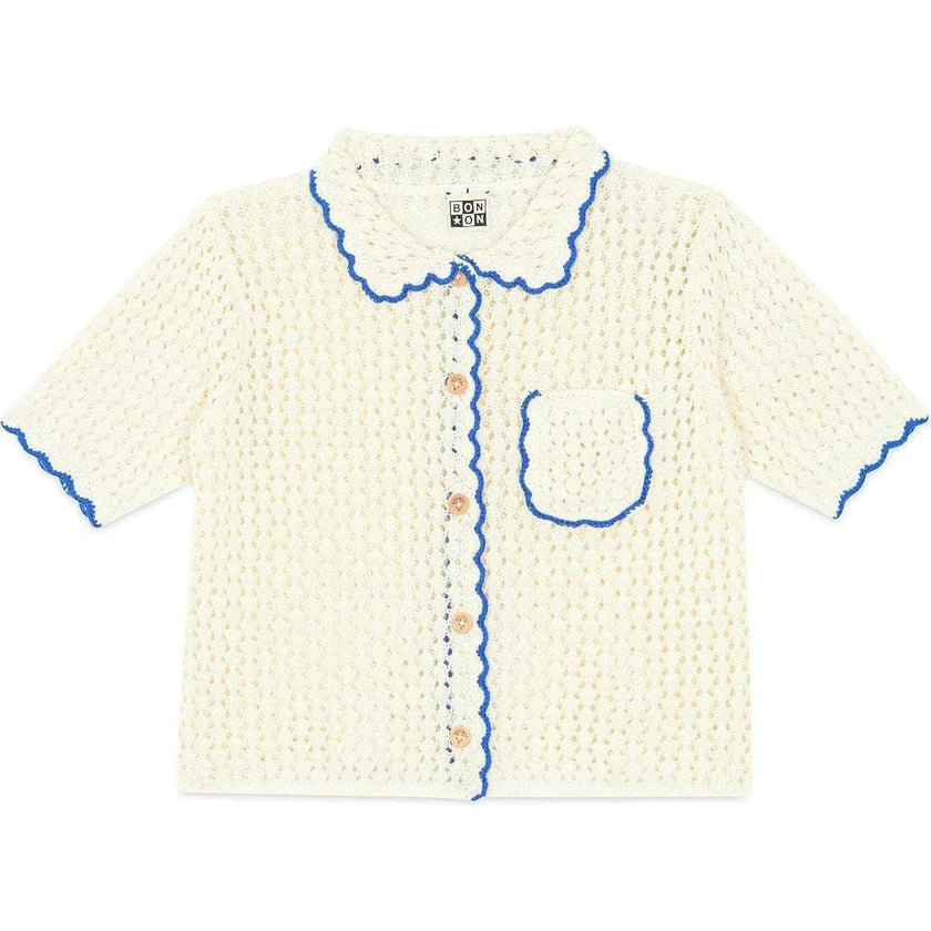 BONTON Crochet Lanza Cardigan - Marshmallow