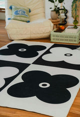 Black and White Four Leaf Clover Rug