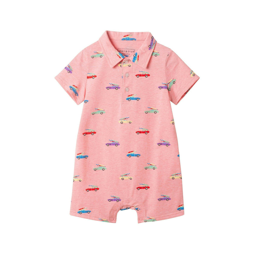 Infant Boys Polo Romper | Coral Cars