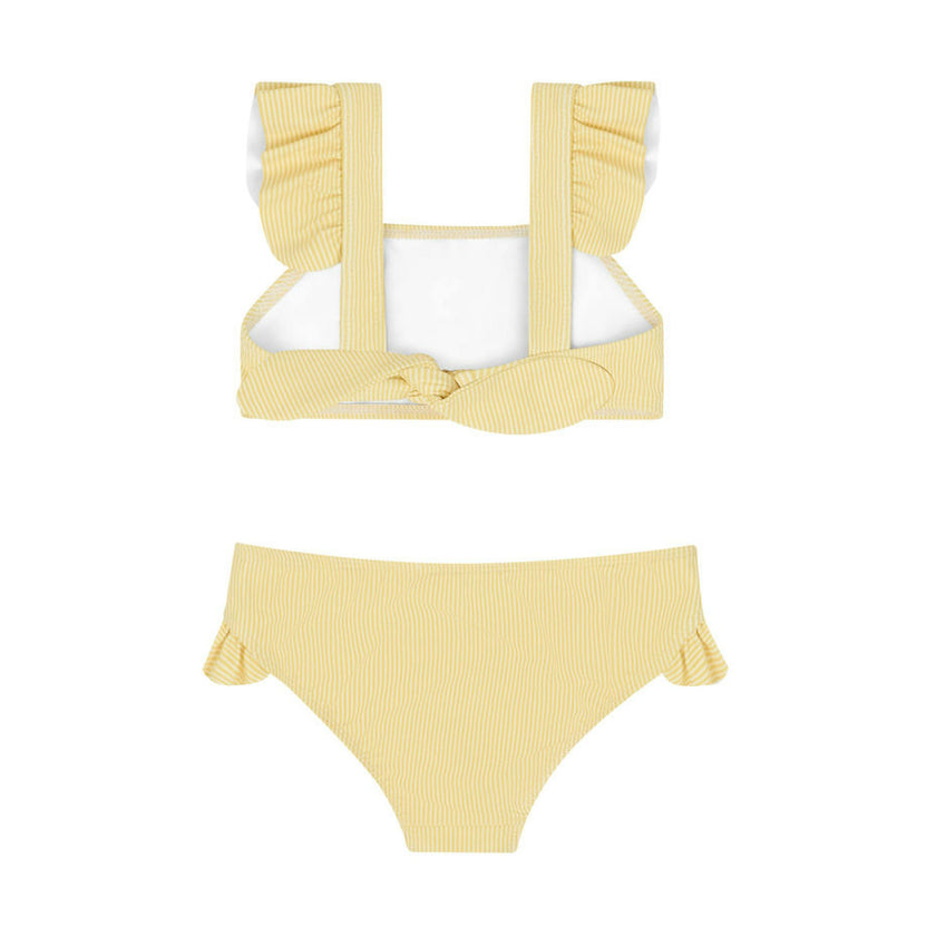 girls buttercream stripe ruffle tie back bikini