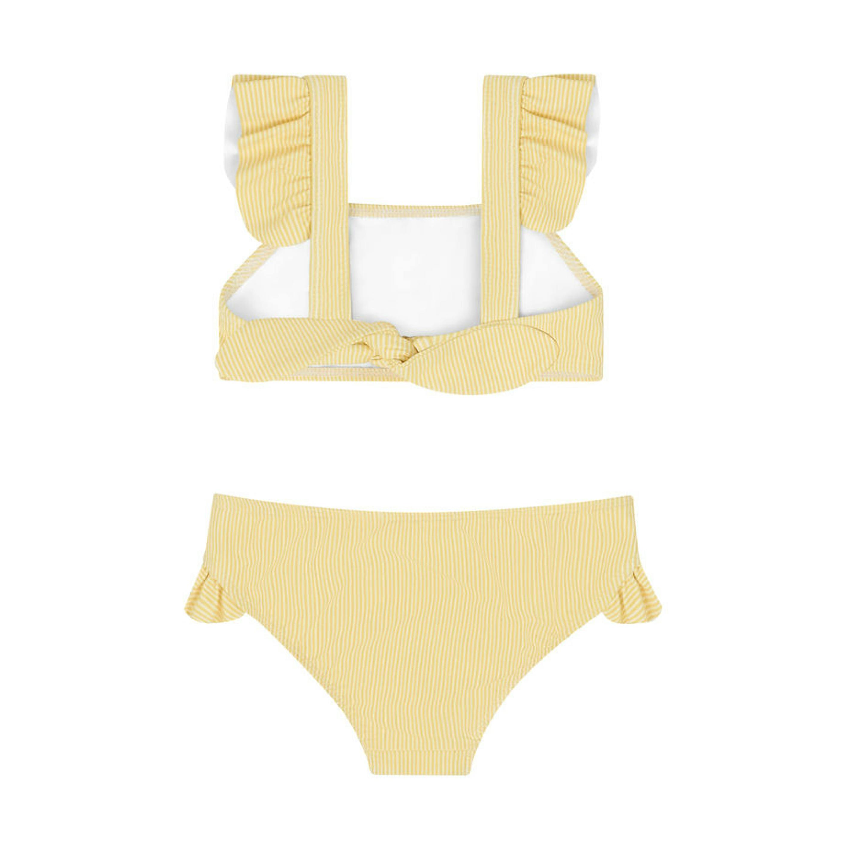 girls buttercream stripe ruffle tie back bikini