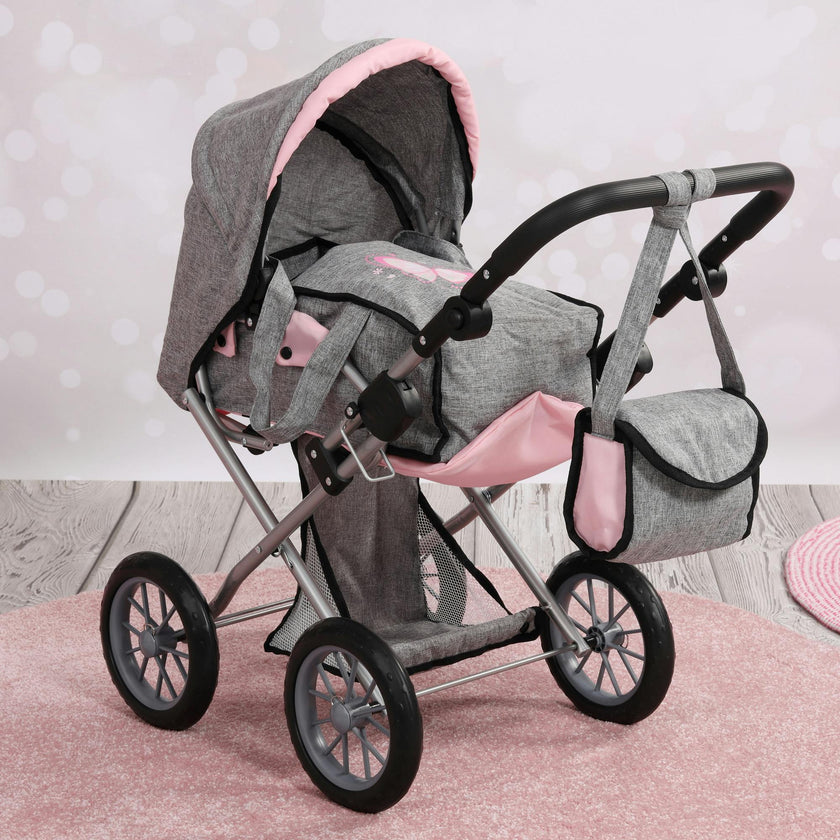 Bayer Design Dolls: Pram City Star - Grey, Pink, Butterfly