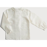 Boy's white double-breasted Peter Pan collar silk shirt (12mths-10yrs)