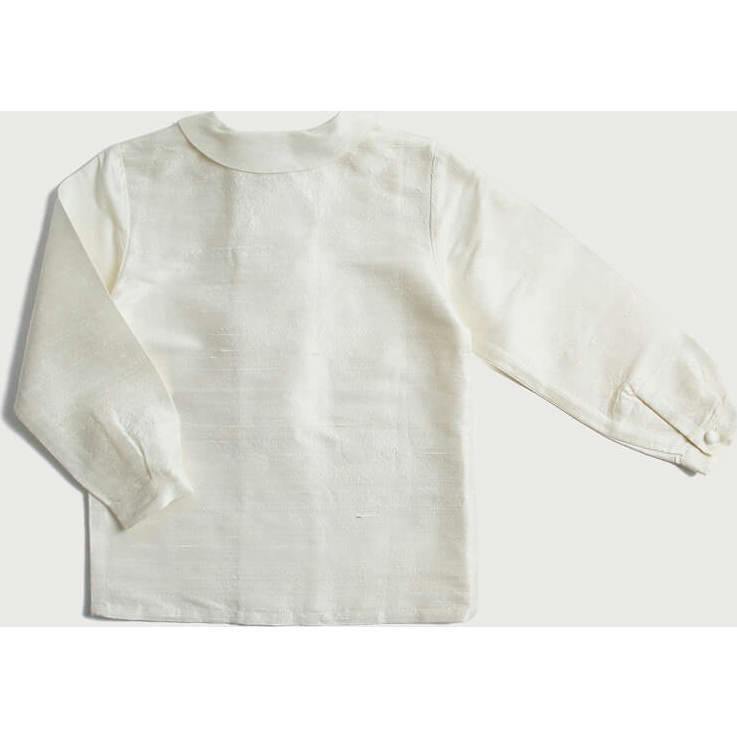 Boy's white double-breasted Peter Pan collar silk shirt (12mths-10yrs)