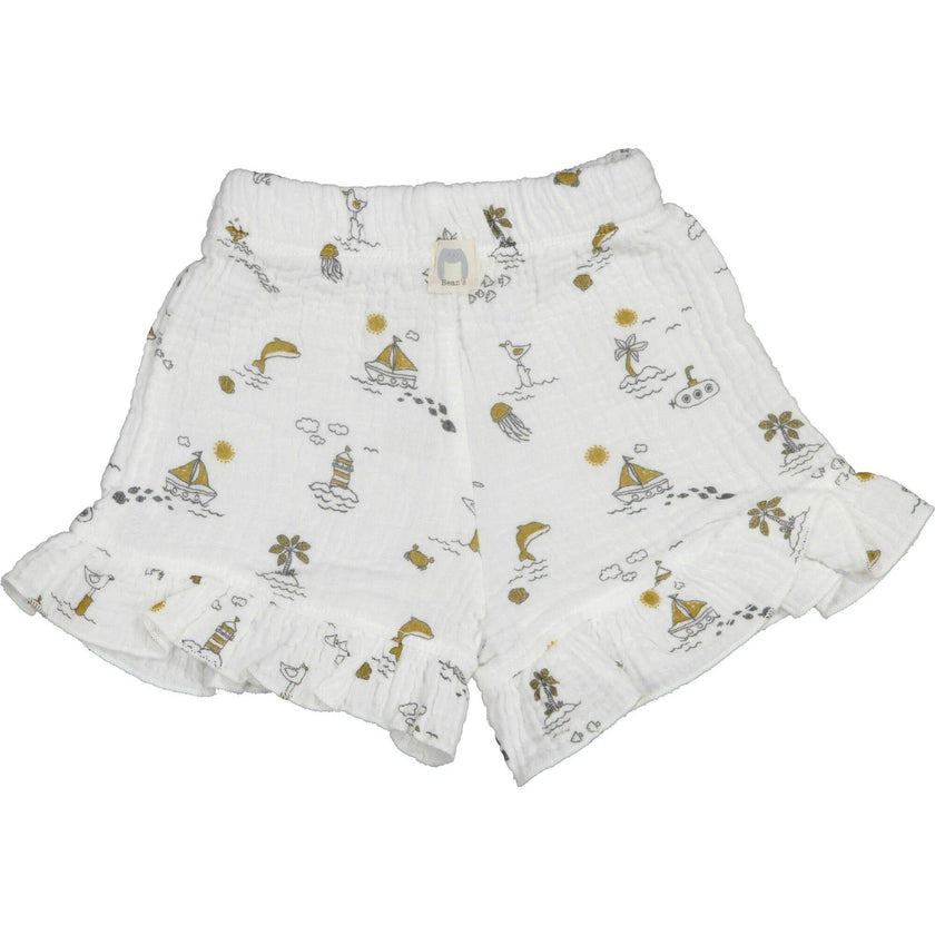 All-Over Sea Theme Print Ruffle Hem Shorts