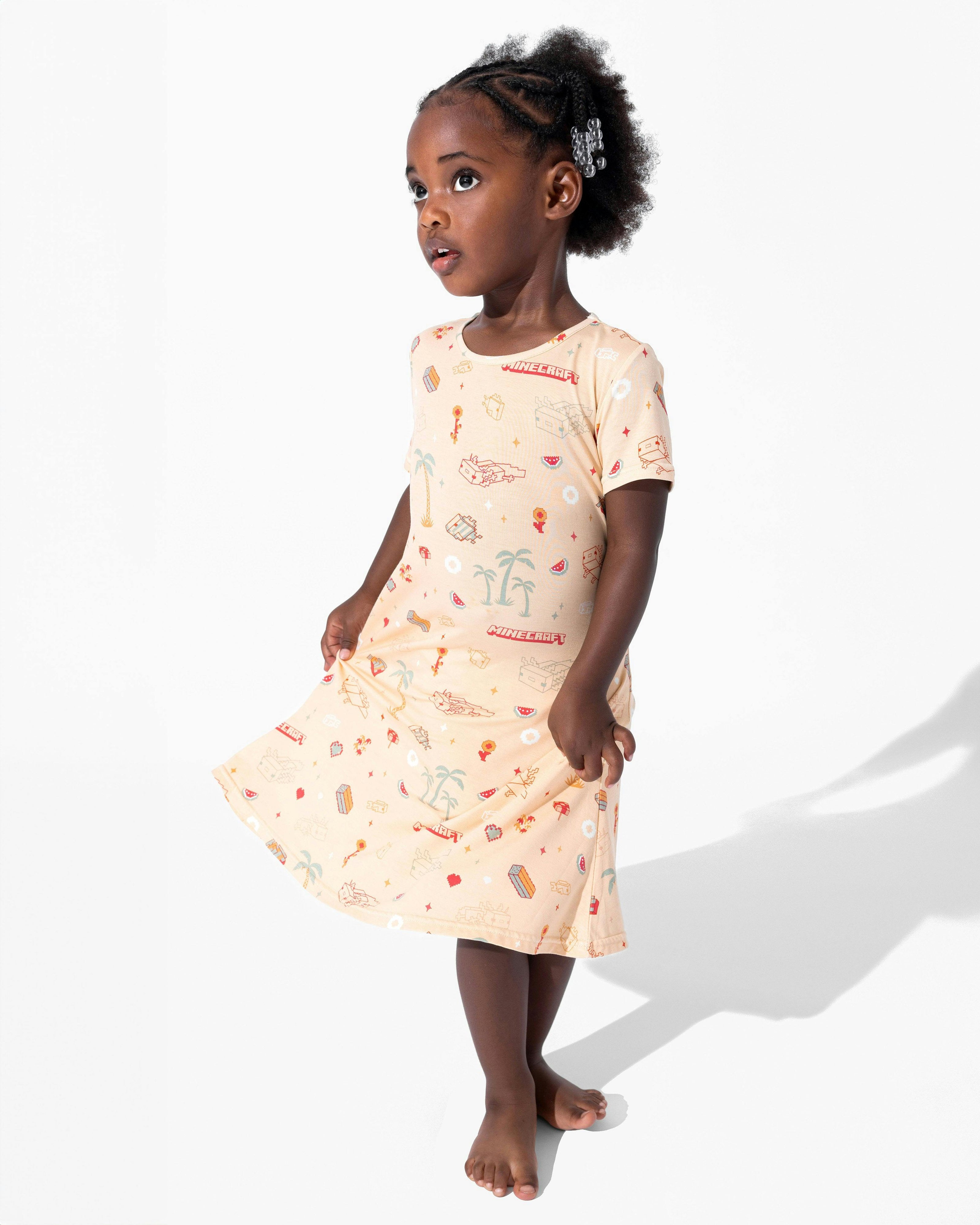 Minecraft: Summer Vibes Bamboo Girls' Short Sleeve Dress