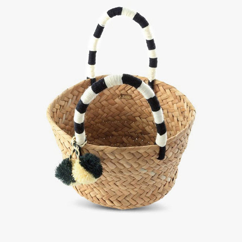 Mini St Tropez Pom Pom Straw Tote