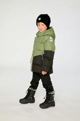 Color-Block Winter Jacket Olive Green
